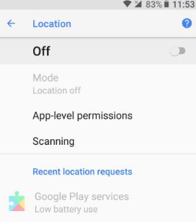 Deshabilitar los servicios de ubicación en Android 8.0 Oreo
