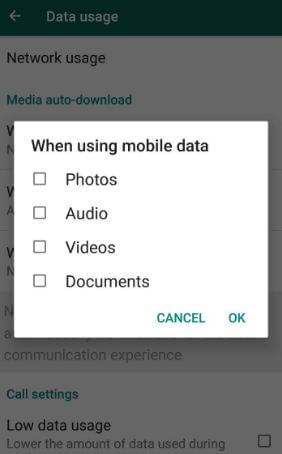 Reducir el uso de datos móviles de WhatsApp en Oreo