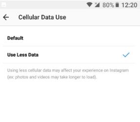 Reducir el uso de datos móviles en Instagram