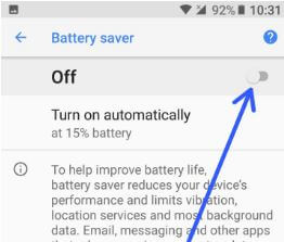 Desactive el ahorro de batería en su dispositivo Android Oreo 8.0