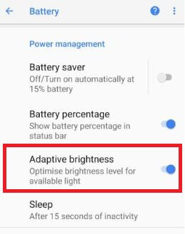 Habilite el brillo adaptativo en Android Oreo