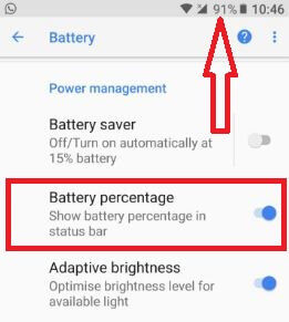 Ver el porcentaje de batería en su teléfono Android Oreo 8.0
