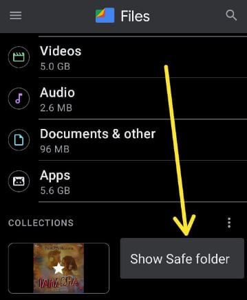 Activar o mostrar la carpeta segura en Android 11