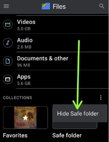 Cómo ocultar la carpeta segura en Android 11