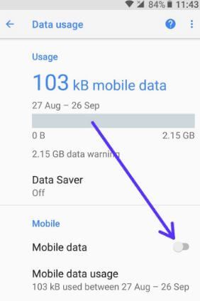 Cómo reducir el uso de datos móviles en Android Oreo 8 / 8.1