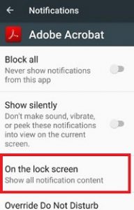 Notificaciones específicas de la aplicación en la pantalla de bloqueo del teléfono Android