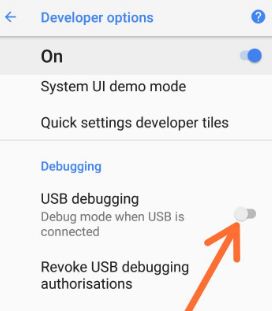 Opción de depuración USB Android 8.0 Oreo
