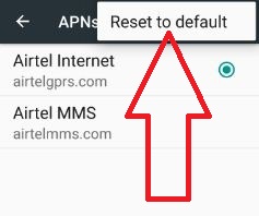 Restablecer la configuración de APN en Android para corregir el error 413