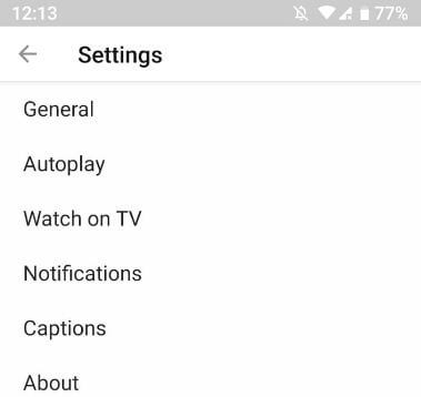 Cambiar la configuración del modo de incógnito de YouTube en Android