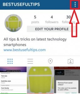 Ponte en contacto con tres puntos verticales en Instagram