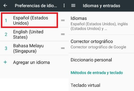 Cambiar el idioma en Android Nougat 7.0