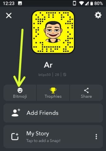 Configuración de Snapchat de Bitmoji