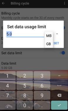 establecer el límite de datos móviles en el teléfono de píxeles XL