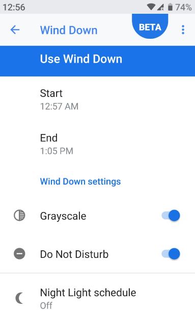 Cómo usar Wind Down Android Pie 9