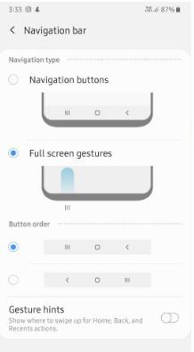 Cómo usar gestos de pantalla completa en Samsung Galaxy A50