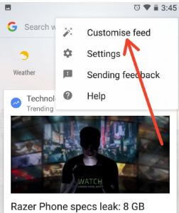 Eliminar el feed de Google Now de Android Oreo 8.1