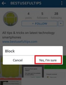 bloquear a alguien en Instagram móvil Android