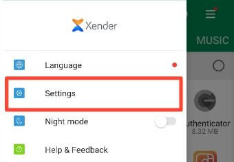 Cambie el espacio de almacenamiento de Xender en la tarjeta SD usando la configuración de la aplicación de Android