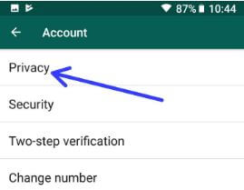 Configuración de privacidad de WhatsApp en su teléfono Android