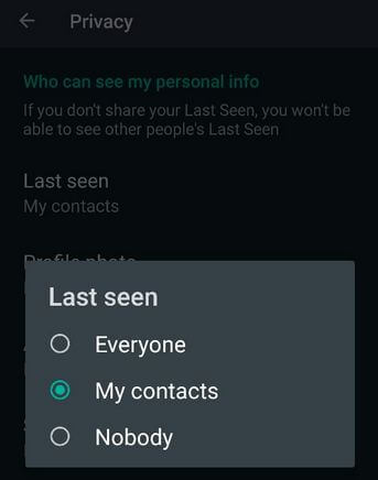 Oculte WhatsApp que se vio por última vez en su teléfono o tableta Android