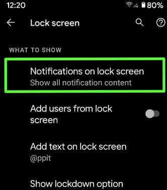 Cambia el contenido de las notificaciones de pantalla verde en Pixel 4a