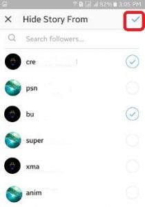 ocultar una historia instagram cuenta android