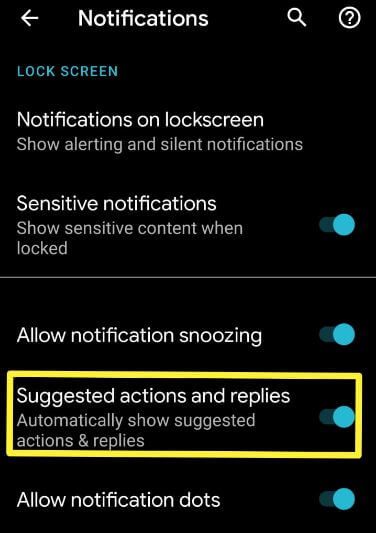Sugerir acciones y respuestas para las funciones de Android 10