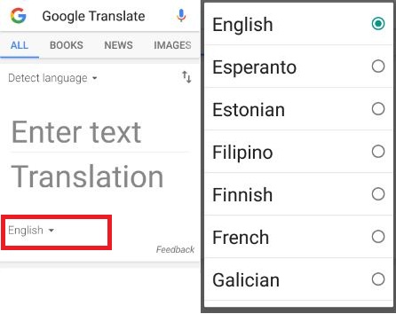 Google Translate para cambiar el idioma del texto