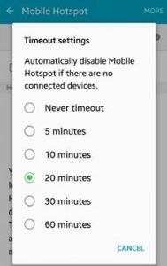 Cómo cambiar la configuración de tiempo para el punto de acceso móvil de Android