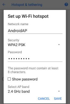 Cambiar la configuración del hostpot wifi en Android 8.0 Oreo