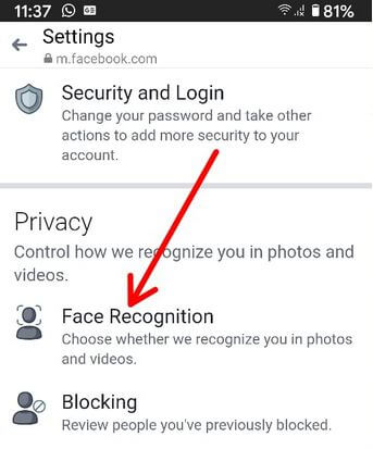 Desactiva el reconocimiento facial en Facebook Android