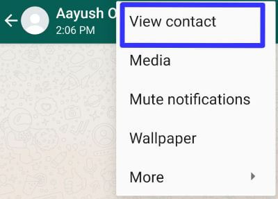 Abra el contacto de WhatsApp en su dispositivo Android