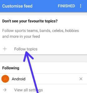 Siga los materiales para agregarlos al feed de Google Android