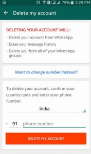 eliminar la cuenta de whatsapp en Android
