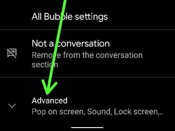 Desactivar las notificaciones de WhatsApp Bubble (ventana emergente) Android 11