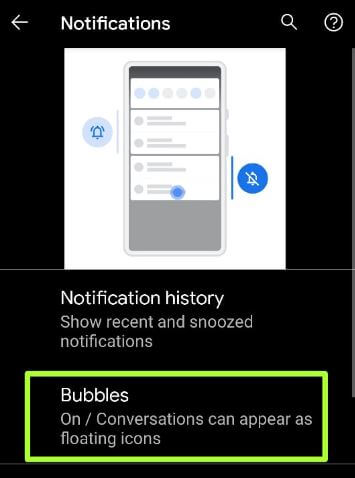 Desactiva las notificaciones emergentes en Android 11
