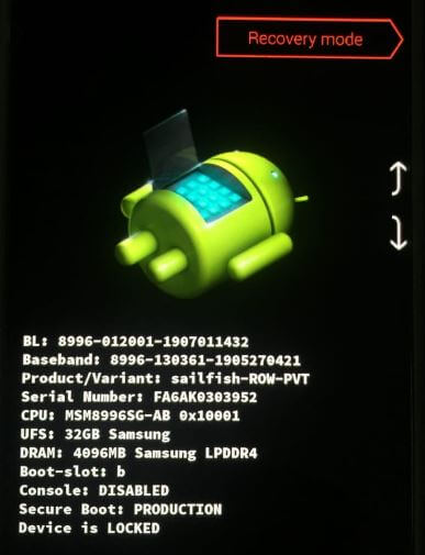 Modo de recuperación de Android 10