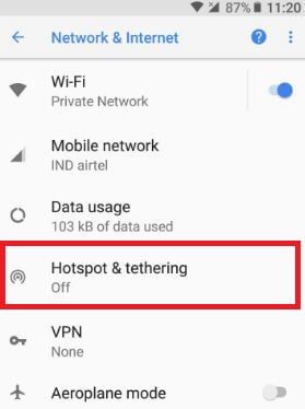 Configuración de punto de acceso y conexión en Android Oreo
