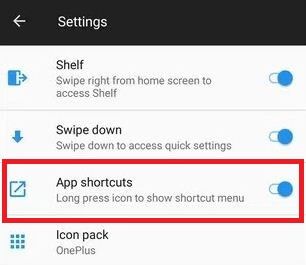 Cómo desactivar los accesos directos de aplicaciones en OnePlus 5