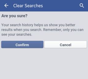 Borrar el historial de búsqueda en la aplicación de Facebook