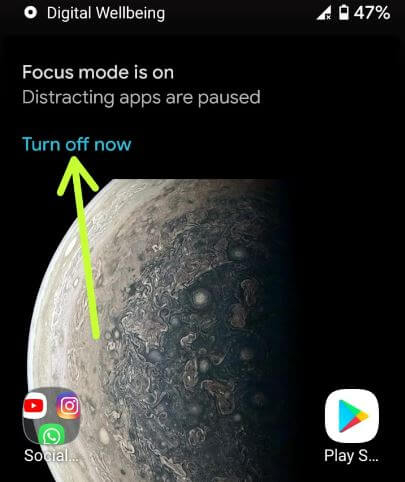 El modo Focuse está desactivado en Android 10