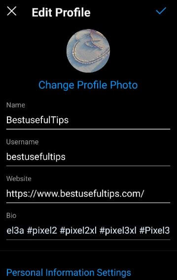 Cómo editar el perfil de Instagram en Android