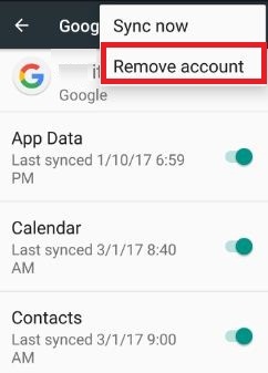 Eliminar cuenta de Google para corregir el error 194 en Play Store