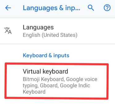 Configuración del teclado virtual en Google Pixel 3 XL