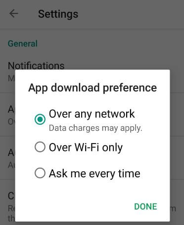 Cómo cambiar las opciones de descarga de aplicaciones en Android 9 Pie