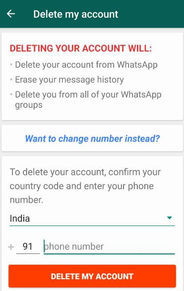 Eliminar cuenta de whatsapp en dispositivos Android