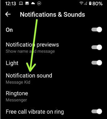 Cambiar el sonido de la notificación y el tono de llamada de Facebook Messenger en Android