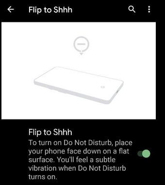 Habilite Flipp to Shhh Gesture para activar automáticamente el modo DND en su Pixel 3a