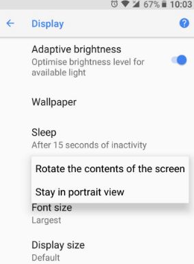 Rotar el contenido de la pantalla en android 8.0