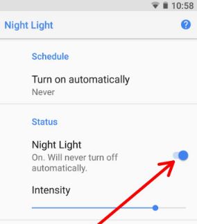 Habilitar luz nocturna en Android Oreo 8.1